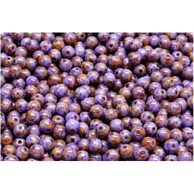 6mm Round Beads Opaque Dark Violet Spotted 02010/65328 | Rutkovsky