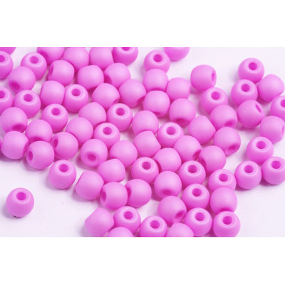 Round Beads 6mm Fuchsia Pink Matte Czech Glass | 10 pcs