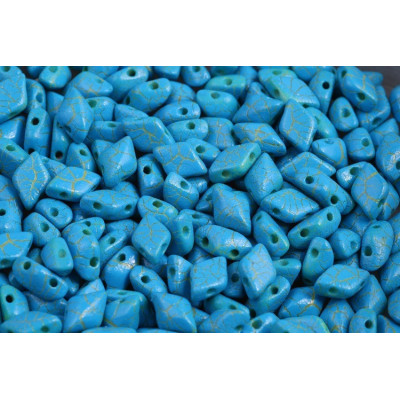 Czech GemDuo Matubo Beads 8x5mm Ionic Blue Yellow 24613