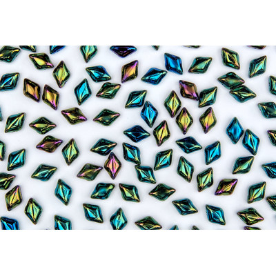 Matubo GemDuo 8x5mm Jet Green Iris 23980/21455 | Czech Glass Beads