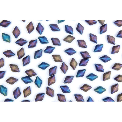 Czech Glass Matubo GemDuo Jet Iris Matte 8x5mm 23980/21105