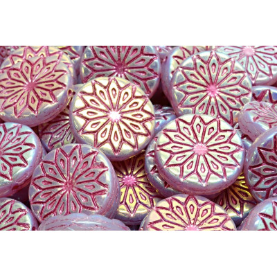 Origami Flower Beads N. 3198 Opal AB Fuchsia 