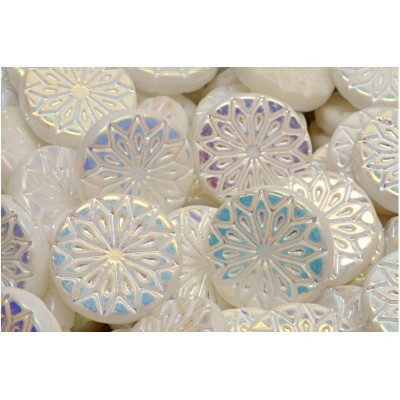 Origami Flower Beads N. 3244 White Alabaster Opal Ab