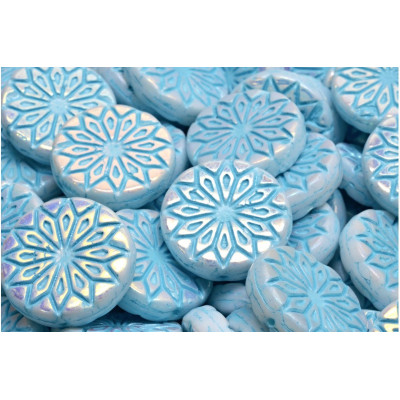 Origami Flower Beads N. 3245 Alabaster Opal Ab Blue Decor