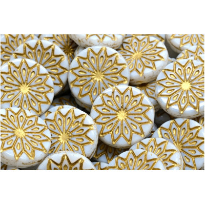 Origami Flower Beads N. 3250 WHITE ALABASTER/GOLD