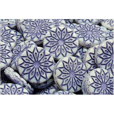 Origami Flower Beads N. 3251 WHITE ALABASTER BLUE DECOR