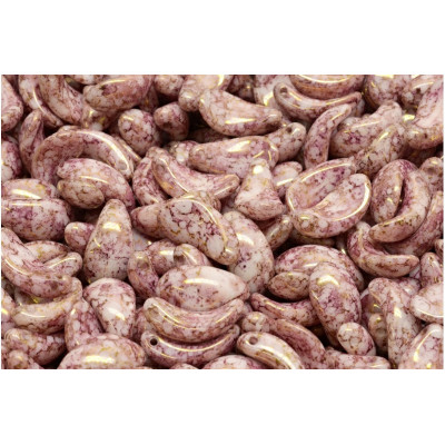 Curved petal beads N. 3451 WHITE ALABASTER VIOLET TERRACOTTA