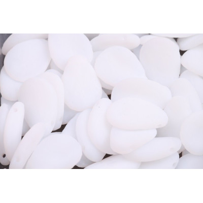 Anemone Petal Beads 11x16 mm N. 1666 White Alabaster ETCHED