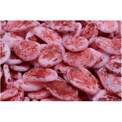 Anemone Petal Beads 11x16 mm N. 52 Alabaster Travertine ETCHED  Ruby Streaks 