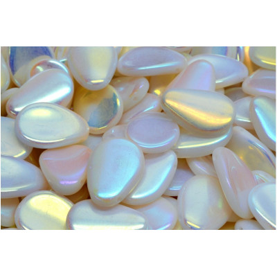 Anemone Petal Beads 11x16 mm N. 65 White Alabaster Opal Ab