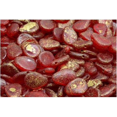 Anemone Petal Beads 8x11 mm N. 44 RUBY GOLD ETCHED
