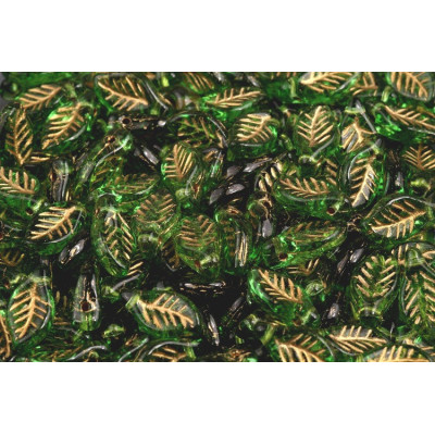 Bay Leaf Beads 6x12 mm N. 1611 Olivine Light/GOLD