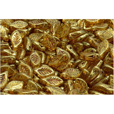 Bay Leaf Beads 6x12 mm N. 1918 CRYSTAL GOLD SPOTTED
