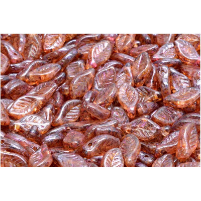 Bay Leaf Beads 6x12 mm N. 1919 CRYSTAL PINK SPOTTED