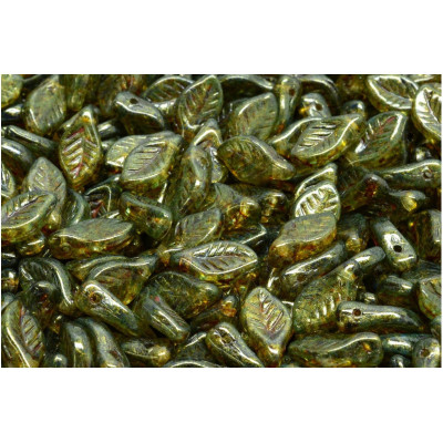 Bay Leaf Beads 6x12 mm N. 1922 CRYSTAL GREEN SPOTTED
