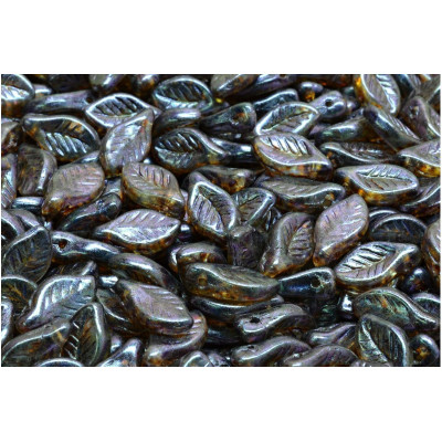 Bay Leaf Beads 6x12 mm N. 1925 CRYSTAL GREY SPOTTED