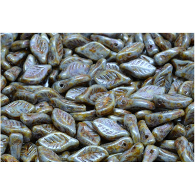 Bay Leaf Beads 6x12 mm N. 1934 OPAQUE GREY SPOTTED
