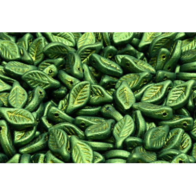 Bay Leaf Beads 6x12 mm N. 2619 GOLD SHINE DARK OLIVE GREEN