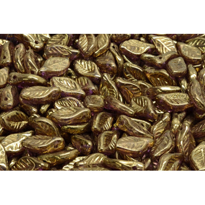 Bay Leaf Beads 6x12 mm N. 2622 CRYSTAL GOLD BRONZE