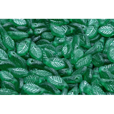 Bay Leaf Beads 6x12 mm N. 2627 EMERALD MAT/WHITE
