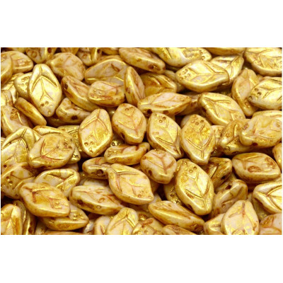 Cherry Leaf Beads 7x12mm N. 3398 OPAQUE BEIGE SPOTTED