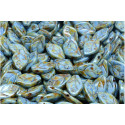 Bay Leaf Beads 7x12 mm N. 3401 OPAQUE BLUE/GREEN SPOTTED