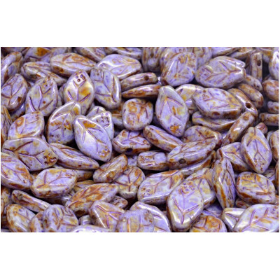 Cherry Leaf Beads 7x12mm N. 3404 OPAQUE  DARK VIOLET SPOTTED