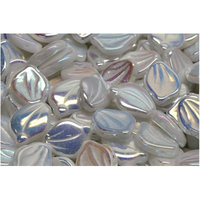 Peony Petal Beads 12x15 mm N. 2777 White Alabaster Opal Ab