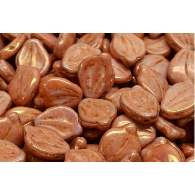 Peony Petal Beads 12x15 mm N. 2781 WHITE ALABASTER GOLD LUSTER