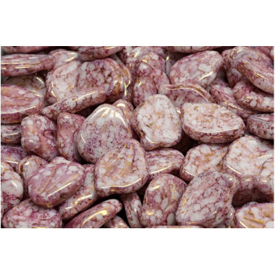 Peony Petal Beads 12x15 mm N. 2782 WHITE ALABASTER VIOLET TERRACOTTA