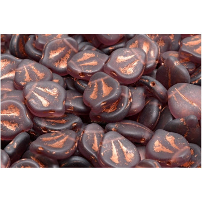 Peony Petal Beads 12x15 mm N. 2787 AMETHYST MAT/COPPER