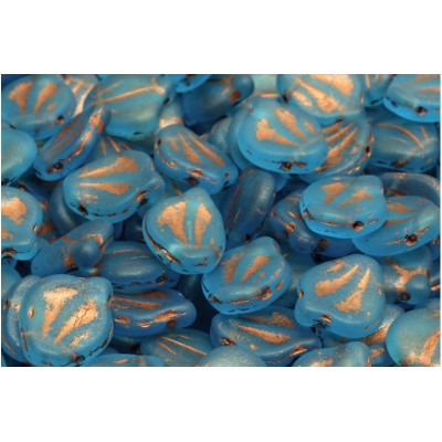 Peony Petal Beads 12x15 mm N. 2797 AQUAMARINE MAT/COPPER