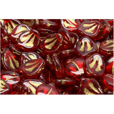 Peony Petal Beads 12x15 mm N. 2803 RUBY/GOLD