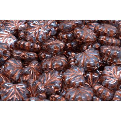 Maple Leaf Beads 13x11 mm N. 1481 Crystal Blue Terracota/copper