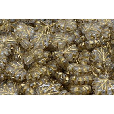 Maple Leaf Beads 13x11 mm N. 1483 CRYSTAL/GOLD