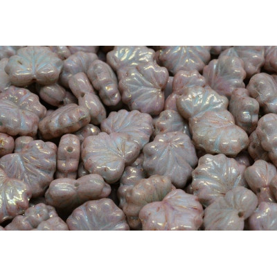 Maple Leaf Beads 13x11 mm N. 1485 GREY RED LUSTER