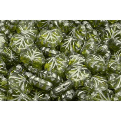 Maple Leaf Beads 13x11 mm N. 1488 OLIVINE LIGHT/GREY