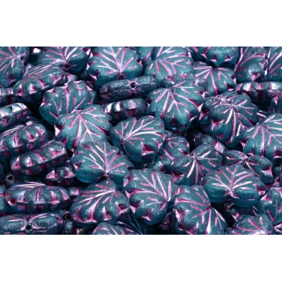 Maple Leaf Beads 13x11 mm N. 1490 BLUE ZIRCON MAT/PINK