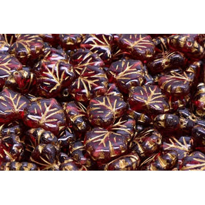 Maple Leaf Beads 13x11 mm N. 1491 MAUVE /GOLD