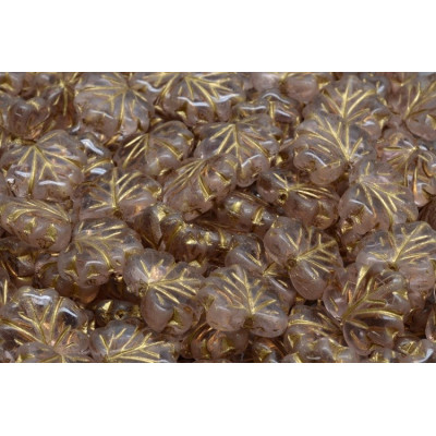 Maple Leaf Beads 13x11 mm N. 1492 ROSALINE/GOLD