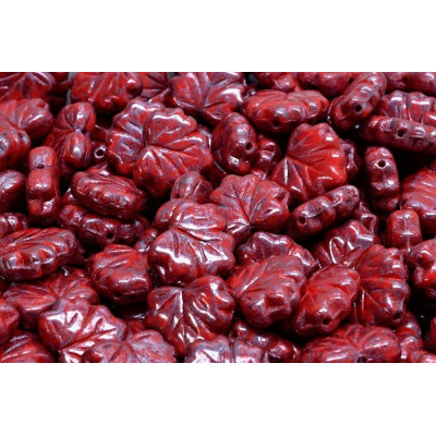 Maple Leaf Beads 13x11 mm N. 1493 OPAQUE CORAL RED BLUE TERRACOTTA