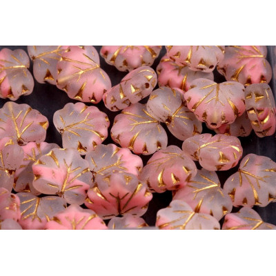 Maple Leaf Beads 13x11 mm N. 1569 Opal Rose Matte Gold Wash