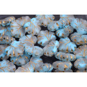 Maple Leaf Beads 13x11 mm N. 1572 Frosted Turquoise Gold Wash