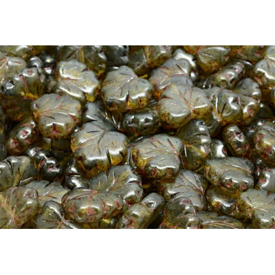 Maple Leaf Beads 13x11 mm N. 1691 OPAQUA GREEN SPOTTED