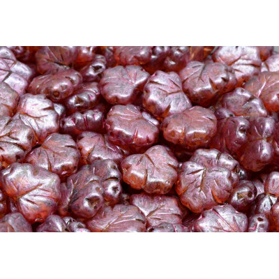 Maple Leaf Beads 13x11 mm N. 1692 OPAQUE ROSE SPOTTED