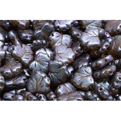 Maple Leaf Beads 13x11 mm N. 1694 OPAQUE GREY SPOTTED