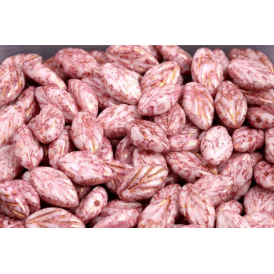 Beech Leaf Beads 7x11 mm N. 1607 WHITE ALABASTER VIOLET TERRACOTTA