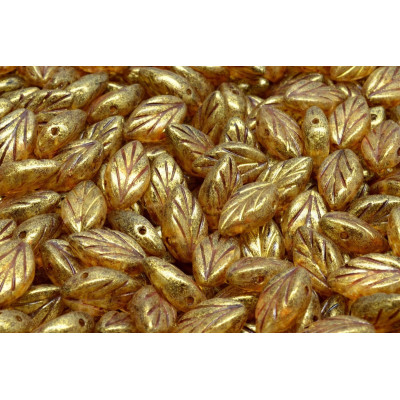 Beech Leaf Beads 7x11 mm N. 1696 OPAQUE BEIGE SPOTTED