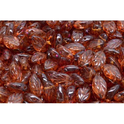 Beech Leaf Beads 7x11 mm N. 1697 OPAQUE PINK SPOTTED