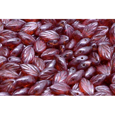 Beech Leaf Beads 7x11 mm N. 1701 OPAQUE VIOLET SPOTTED